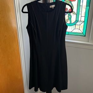 Black Calvin Klein Dress with Vertical Leather Accents